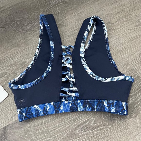 NWT Splendid Blue Snakeskin Printed Sports Bra XS Women's Strappy in Back - Picture 7 of 8